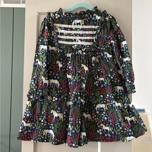 Mini Boden smocked cotton lined unicorn dress